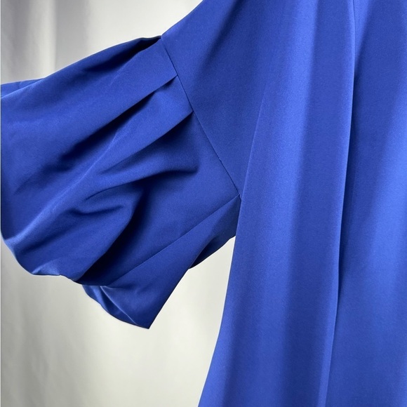NWT Eloquii Puff Sleeve V Neck Scuba Dress‎ in Blue Size 16 - Picture 4 of 11